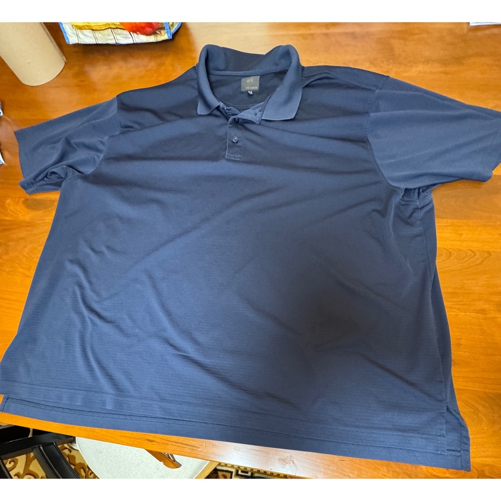 FX Fusion Mens 5X Navy Blue Short Sleeve Textured Polo Shirt Big and Tall